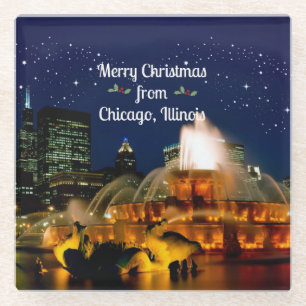 Dessous-de-verre En Verre Joyeux Noël de Chicago,
