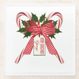 Dessous-de-verre En Verre Joyeux Sucres de canne de Noël Bouquet