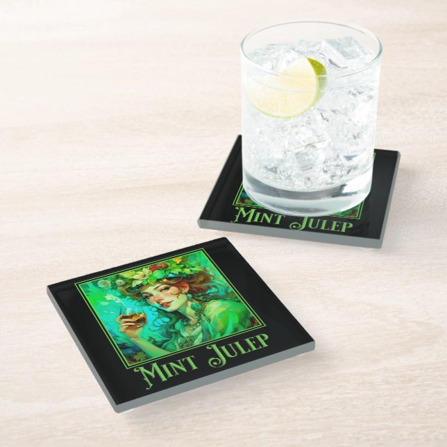 Dessous-de-verre En Verre Jus de menthe Art Nouveau (Incliné)