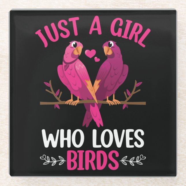 Dessous-de-verre En Verre Juste une fille qui aime les oiseaux (Devant)