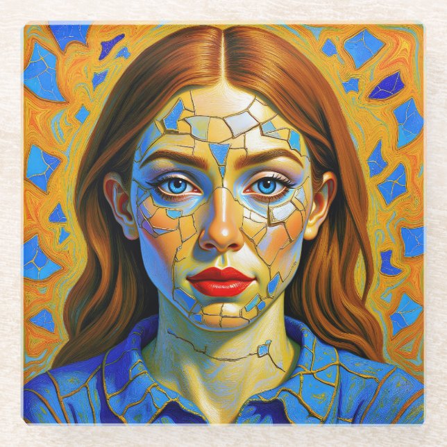 Dessous-de-verre En Verre “Kaela” - Pattern of a Past (Devant)