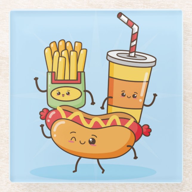 Dessous-de-verre En Verre Kawaii (Devant)