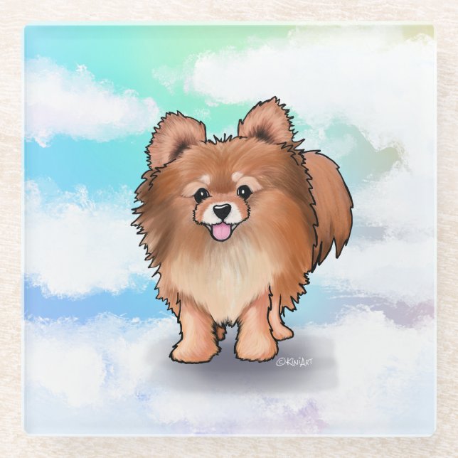 Dessous-de-verre En Verre KiniArt Pomeranian (Devant)