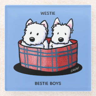 Dessous-de-verre En Verre KiniArt Westie Besties