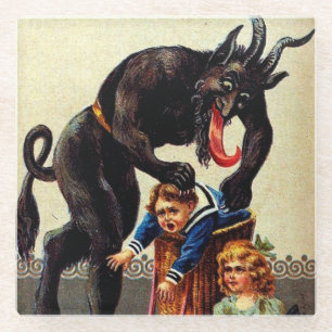Dessous-de-verre En Verre Krampus Enfants en panier Noël Noël Noël Noël Noël
