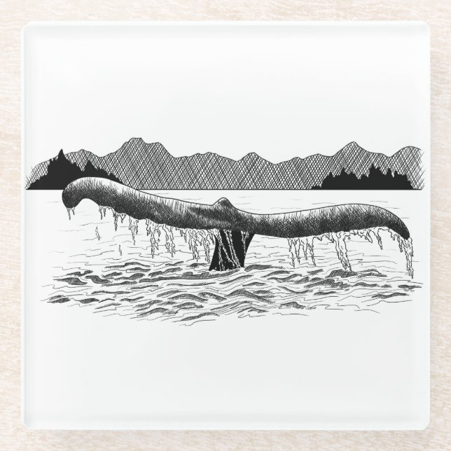 Dessous-de-verre En Verre La baleine (Devant)