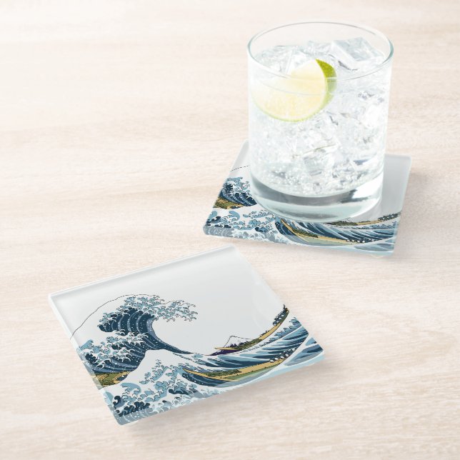 Dessous-de-verre En Verre La Grande Vague au large de Kanagawa (Incliné)