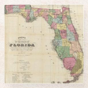 Dessous-de-verre En Verre La nouvelle carte Drew's de l'État de Floride
