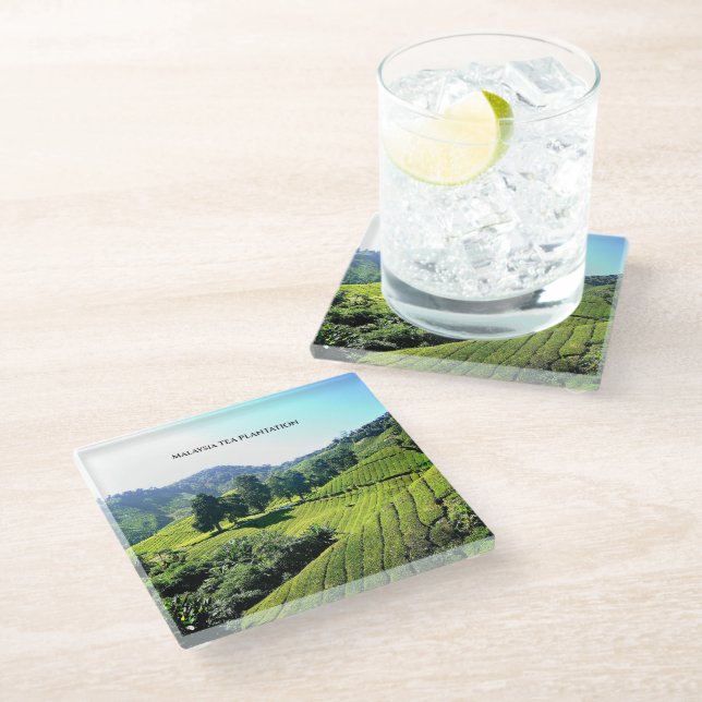 Dessous-de-verre En Verre La plantation malaisienne de thé (Incliné)