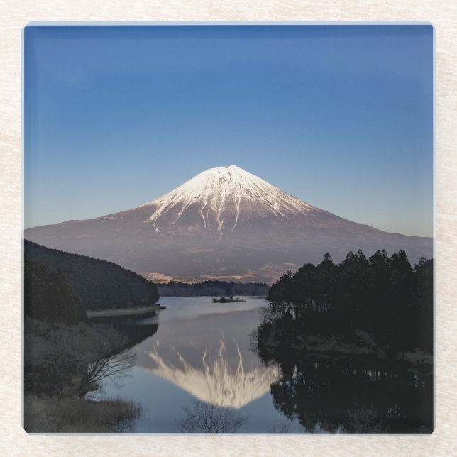 Dessous-de-verre En Verre La réflexion sur le mont Fuji dans le lac (Devant)