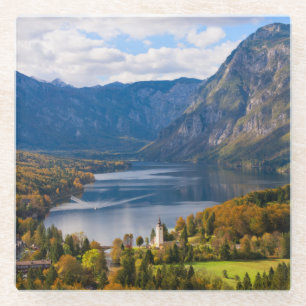 Dessous-de-verre En Verre Lac Bohinj en Slovénie en automne