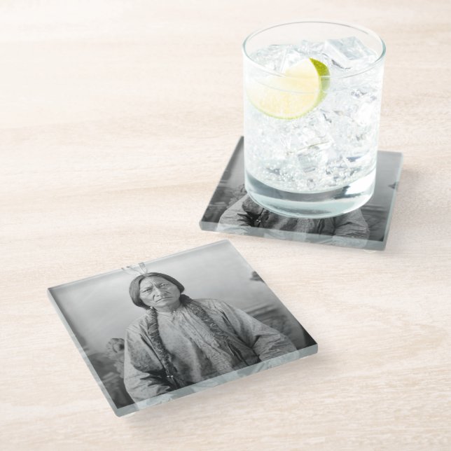 Dessous-de-verre En Verre Lakota Leader assis Bull Amérindien (Incliné)