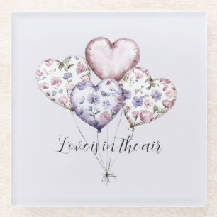 Dessous-de-verre En Verre L'amour est dans l'air Ballons en forme de cœur