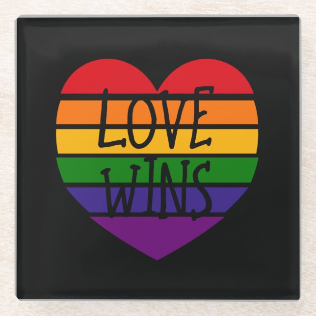Dessous-de-verre En Verre L'amour gagne Rainbow Heart (Devant)