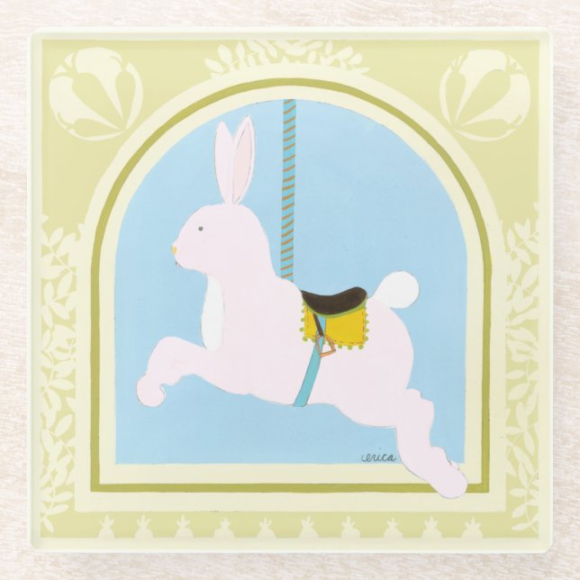 Dessous-de-verre En Verre Lapin avant juin Bruyère Vess de carrousel (Devant)