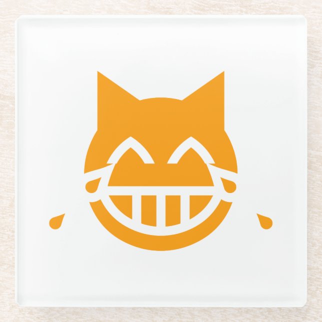 Dessous-de-verre En Verre Larmes de la Joie Chat Emoji (Devant)