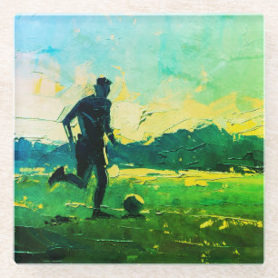 Dessous-de-verre En Verre "L'art du football" (Style 4) Peinture à l'huile