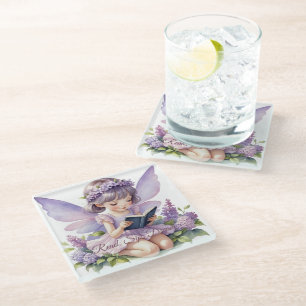 Dessous-de-verre En Verre Lavande Aquarelle Lavande Lecture