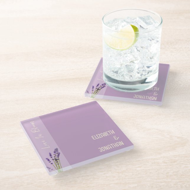Dessous-de-verre En Verre Lavender Love Mariage (Incliné)