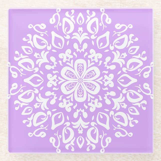 Dessous-de-verre En Verre Lavender Mandala (Devant)