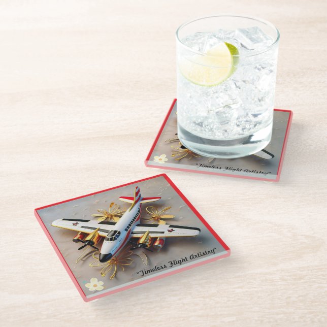Dessous-de-verre En Verre "L'avion de luxe" (Incliné)