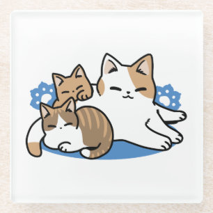 Dessous-de-verre En Verre Laze Furr Days - Cute Lazy Cats Design