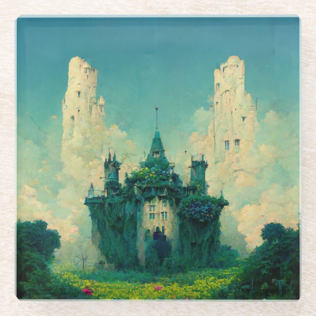 Dessous-de-verre En Verre Le Château Abandonné Imaginaire Sci-Fi (Devant)