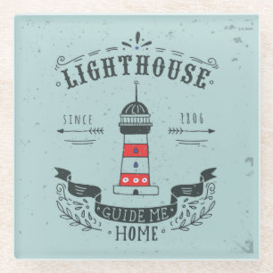 Dessous-de-verre En Verre Le phare me guident l'affiche à la maison
