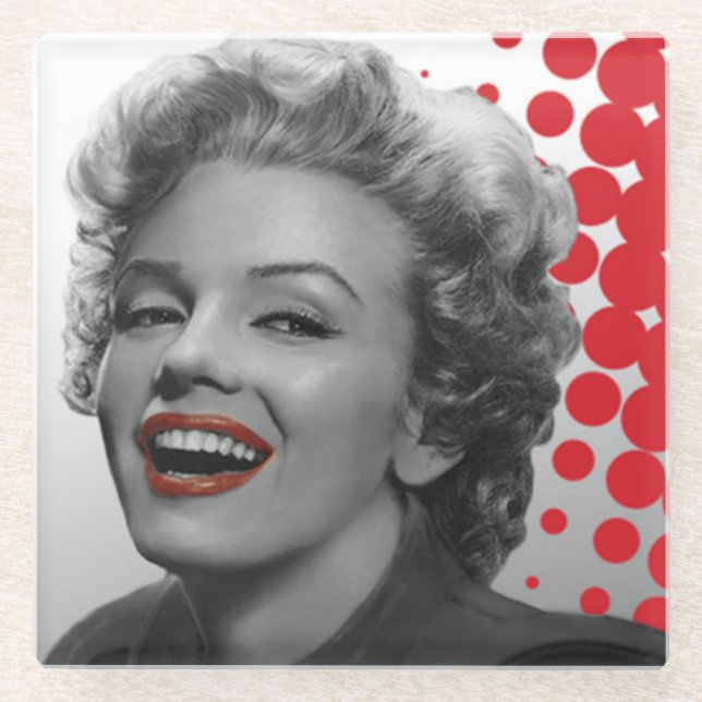 Dessous-de-verre En Verre Le rouge pointille Marilyn (Devant)
