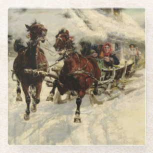 Dessous-de-verre En Verre Le tour de Sleigh, 1896 (huile sur la toile)
