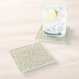 Dessous-de-verre En Verre Leopard d'or, Parties scintillant d'or, Empreinte 