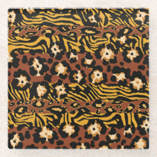 Dessous-de-verre En Verre Léopard, peaux de tigre, motif sauvage.