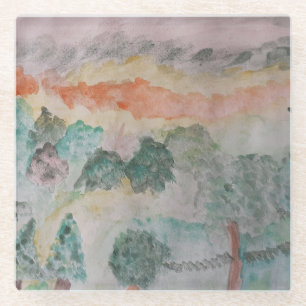 Dessous-de-verre En Verre Les Arbres Sur La Baie