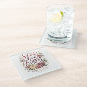 Dessous-de-verre En Verre Les cours sont terminés pour toujours Retraite d'e