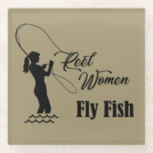 Dessous-de-verre En Verre Les femmes de bobine pilotent des poissons