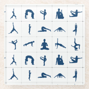 Dessous-de-verre En Verre Les positions de yoga pour le zen et la méditation