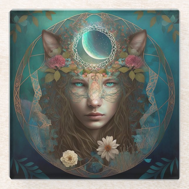 Dessous-de-verre En Verre L'Esprit Animal L'Art Imaginaire Mystique (Devant)