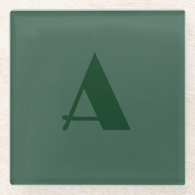 Dessous-de-verre En Verre LETTRE INITIALE MONOGRAPHIQUE Personnalisée Vert c (Devant)