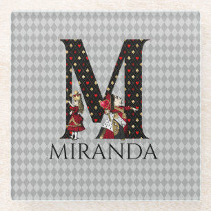 Dessous-de-verre En Verre LETTRE M DU WONDELAND ALice & Reine DES COEURS