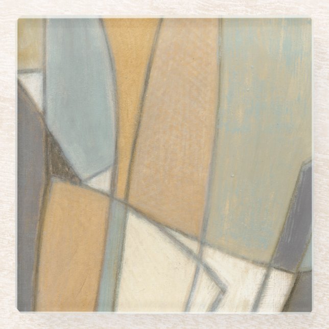 Dessous-de-verre En Verre Lignes courbées et tons de terre coupés (Devant)