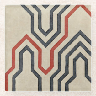 Dessous-de-verre En Verre Lignes graphiques orange et bleu