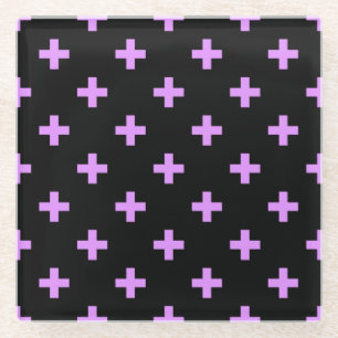Dessous-de-verre En Verre Lilac polka croise sur noir