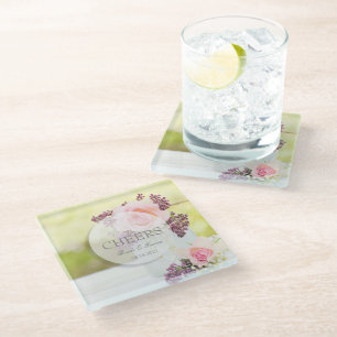 Dessous-de-verre En Verre Lilacs et mariage Rose vintage