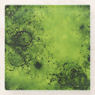 Dessous-de-verre En Verre Lime Green Grunge with Black Accents