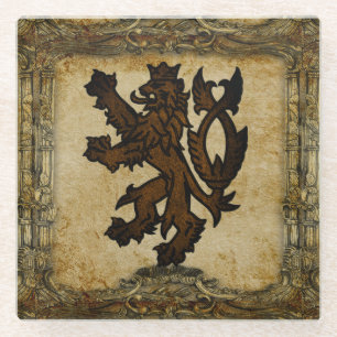 Dessous-de-verre En Verre Lion rampant héraldique personnalisé