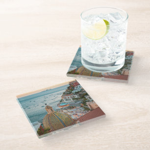Dessous-de-verre En Verre Littoral   Positano, Côte Amalfitaine, Italie