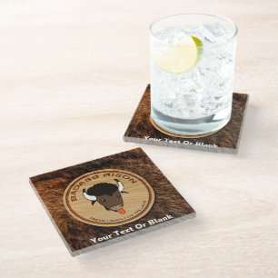 Dessous-de-verre En Verre Logo de la ferme de bisons de Badass