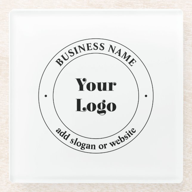 Dessous-de-verre En Verre Logo d'entreprise et texte promotionnel | Blanc (Devant)