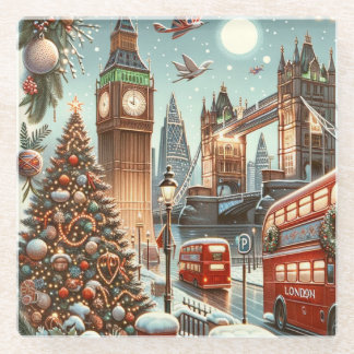 Dessous-de-verre En Verre London's Festive Splendor - Vibrant Christmas Car