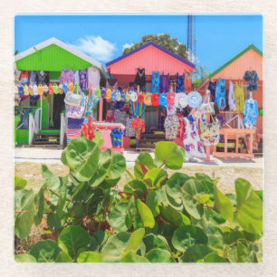 Dessous-de-verre En Verre Longue plage en bois colorée multi de baie des